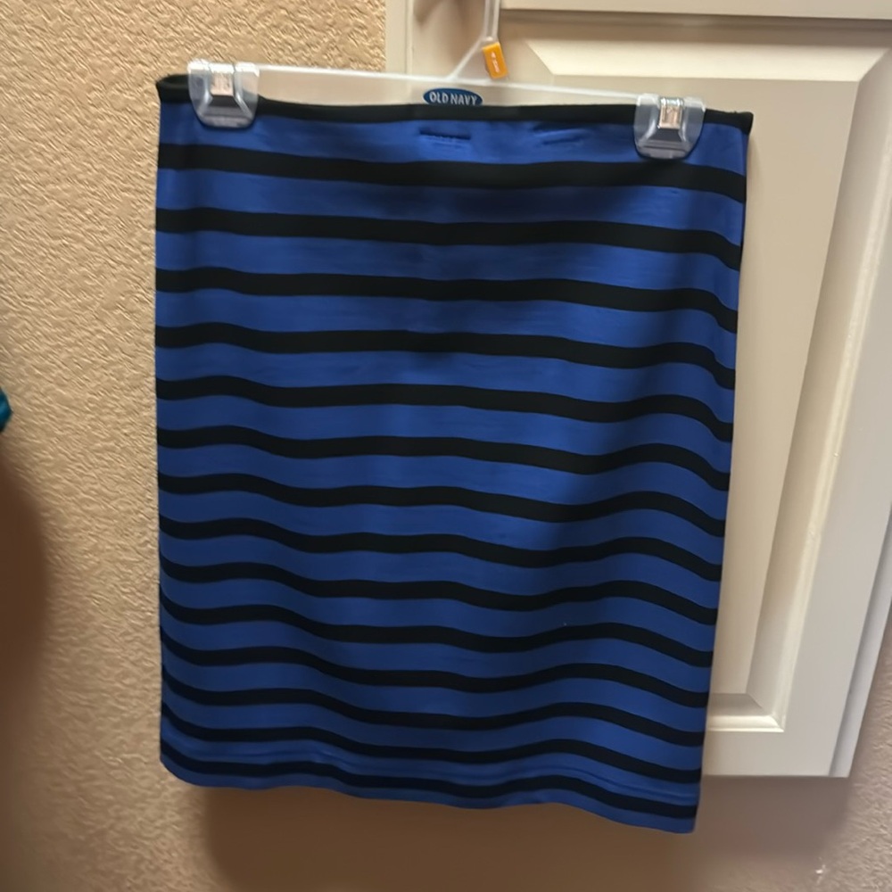- Blue skirt black stripes from Loft